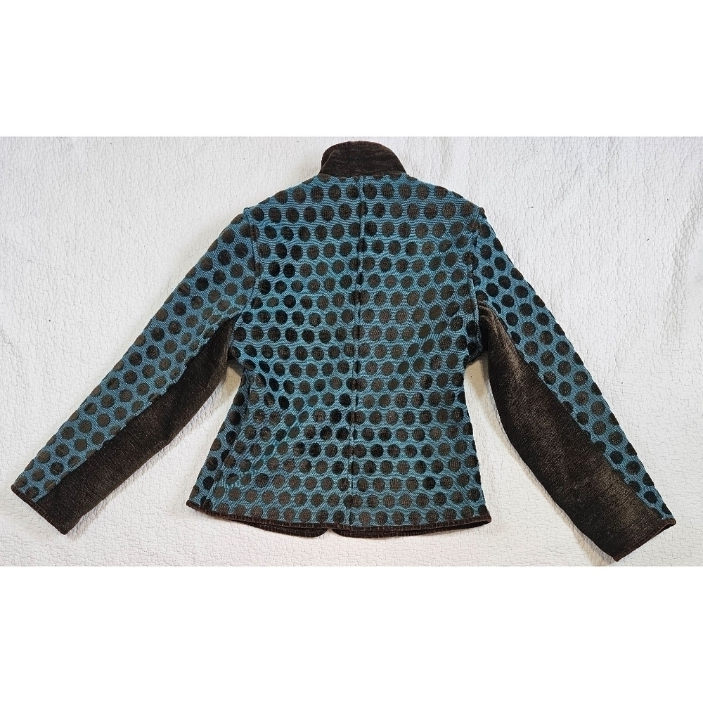 Khangura Reversible Tapestry Brown and Blue Polka Dot Blazer Jacket - Picture 5 of 11
